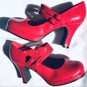 Hot Topic Cherry Red Mary Jane Heels